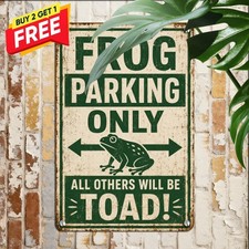 Frog Parking Only Funny Retro Sign Novelty Garage Bar Wall Metal Tin Plaque 8x12 picture