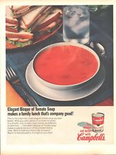 1966 Campbells Tomato Soup Vintage Print Ad Sandwich Elegant Bisque picture