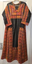 Vintage 70's  Handmade Palestinian Thobe Dress. Authentic Tatreez Embroidery OS picture