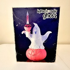 Vintage 1990s JCPenney Home Collection Halloween Lighted Ghost Acrylic Frosted picture