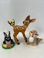 Vintage Disney Parks Bambi, Thumper & Flower Porcelain Ceramic Figurine Set EUC picture