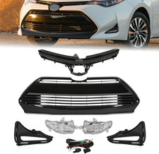 Front Bumper Upper & Lower Grille Set & LED Foglights & Foglight Bezel Covers Fi picture