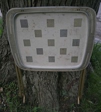MCM Vintage CAL DAK TV Tray Gold Legs Geometric Triangles  picture