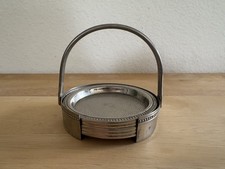Vintage 5-Piece Individual Ashtray Set with Metal Carrying Caddy picture