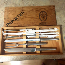 9 Pc Cutlery Set 3 Pc Carving 6 Steak Knives Stainless Swordmaker Of Austria Box picture