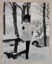 Vtg 1960s 7x9 Claudia Cardinale B&W Candid Photo in Snow Original picture