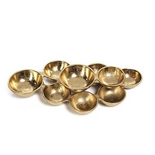 Zodax Cluster of 9 Round Serving Bowls Nickel Base Small 10 inches x 8 inches... picture