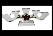 Pretty Vintage Made In Sweden Hand Painted Candle Holder Wood White  picture