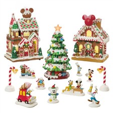 Disney Illuminated Musical Christmas Village with Building & Lit Tree, 13-Piece picture