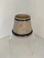 Antique Stoneware Match Striker Holder Blue Band Salt Glaze Pottery Vtg picture