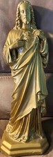 Vtg Sacred Heart Jesus Christ Statue Figure Ceramic Chalk 22
