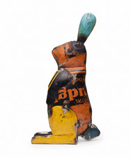 De Kulture Handcrafted Recycled Iron Gold Bunny Standing Decorative Collectible picture