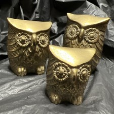 Vintage Leonard Silver MFG. Solid Brass MCM Owls     (BR1) picture