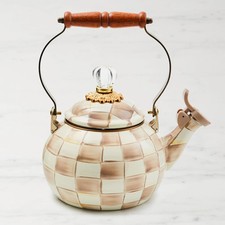 MacKenzie-Childs Mocha Check Whistling Kettle picture