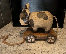 Vintage Bobblehead Cow in Cart Resin Made picture