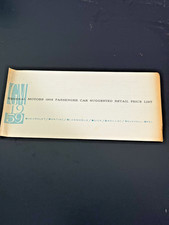 General Motors Vintage 1959 Car Suggested Retail Price List picture