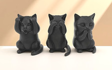 Assorted Small Plastic Cat Trio Desktop Ornaments  New In Box picture