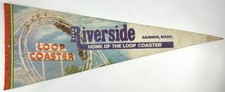 Vintage RIVERSIDE Home of the Loop Coaster Pennant - Agawam, Mass picture