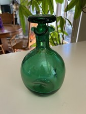 Hand Blown Glass Decanter Emerald Green Vintage 20S Or 30S picture