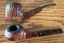 Custombilt Rusticated Estate Briar Pipes Diamond Inlay Mark Set Of 2 picture