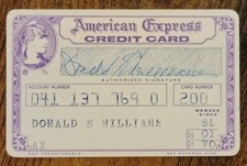 Vintage Purple American Express Credit Charge Card Obsolete Expired 1970 AMEX picture