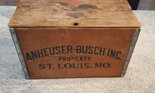 Vintage Anheuser Busch Wooden Crate Budweiser Beer Box Checkers Game Lid 1876 picture