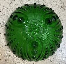 VTG MC Oyster & Pearl Anchor Hocking Emerald Green Hobnail Footed Glass Bowl picture