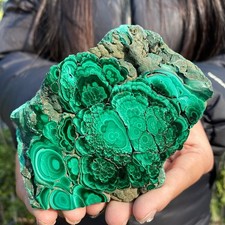 445G Natural Green Malachite Crystal Flaky Pattern Ore Specimen Quartz Healin picture