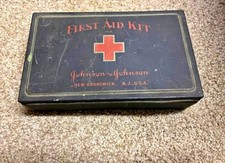 Johnson & Johnson Vintage First Aid Kit Metal Box w/Contents picture