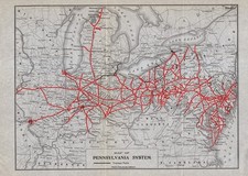 1920 Antique Pennsylvania Railroad Map Vintage Pennsylvania Railway Map 2942 picture