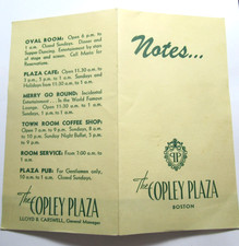 Vintage 1940s Copley Plaza Hotel Boston Directory Souvenir Card Oval Room Note picture