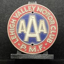 Vintage AAA PMF LEHIGH VALLEY MOTOR CLUB ENAMEL License Plate Topper RARE picture