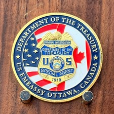 IRS CI US Embassy Ottawa Canada Double Sided Challenge Coin  W#34 picture
