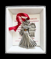 1993 WALLACE SILVERSMITHS ANGEL CHRISTMAS ORNAMENT AMBER CRYSTAL BOXED picture
