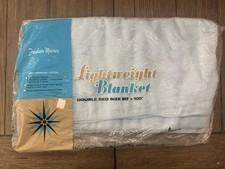 Vtg PENNEYS Lightweight Double BED Blanket 80x100 FASHION MANOR Blue Cotton New picture