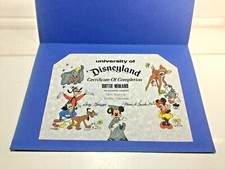 University Of Disneyland Certificate Of Completion Mickey Minnie Pluto Bambi picture