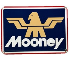 VINTAGE MOONEY PLANE PORCELAIN SIGN AIRCRAFT COMPANY M20 AIRPLANE HANGAR GAS OIL picture