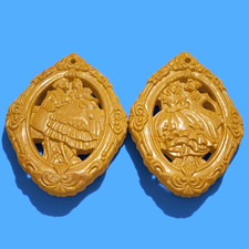 Vintage Victorian Courting Couple Wall Plaques Pair Ornate Oval Romantic Decor picture