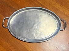MATCH Pewter Oval Serving Tray w Handles A448.0 Handmade Italy 16” picture