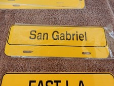SAN GABRIEL LICENSE PLATE TOPPER YELLOW AND BLACK  SAN GABRIEL CA.  picture