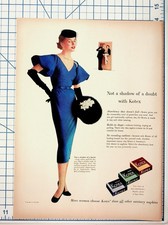 Vintage 1950s Kotex Ad Woman Blue Dress Fashion Sanitary Napkins Print picture
