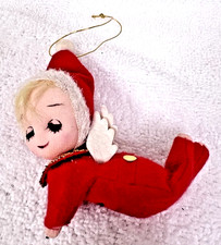 Vintage Stockinette Nylon Face Felt Pixie Angel Christmas Ornament picture