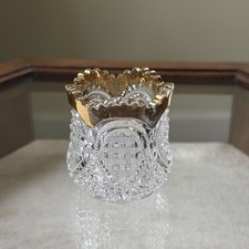 Beautiful Antique Heisey Glass EAPG Fancy Loop Glass Toothpick Holder Gold As Is picture