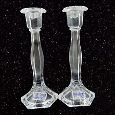 MIKASA Clear Glass Crystal Taper Candle Stick Holder Pair Set 2 Monticello 9inch picture