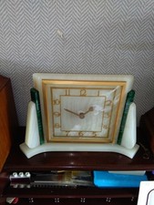 VINTAGE KIENZLE ONYX ART DECOR 8 DAY STRIKING MANTLE CLOCK WORKING CONVERTED VGC picture