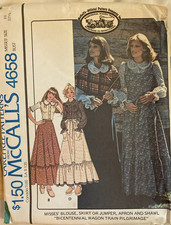 VTG 1975 McCall's Bicentennial Wagon Train Skirt Jumper Blouse Apron Shawl UNCUT picture