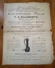 Antique 1894 Trade Advertising Circular Bell Telephones T.G. Ellsworth NYC picture