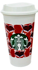 Starbucks 2019 Valentine's Day Red Pink Hearts Grande Hot 16oz Reusable Cup picture
