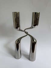 Vtg Mikaela Dörfel MENU Tango Danish Silver Chrome Candle Holders MCM Style 90s picture