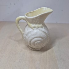Belleek Ireland Shell Creamer Pitcher 6th Green Mark Fine Parian China Ivory 4in picture